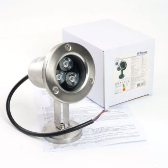 Светодиодный прожектор подводный Feron LL-822, 3W, AC24V, низковольтный, RGB, металлик, 80*80*130mm, IP68, 48467