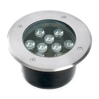 Светодиодный светильник тротуарный (грунтовый) Feron SP2803, 10W, AC/DC12V, низковольтный, 3000К, металлик, 160*H90mm, вн.диаметр: 110mm, IP67, 48469