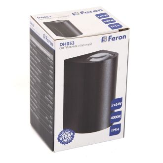 Светильник уличный светодиодный Feron DH053, 2*5W, 800Lm, 4000K, черный, 48476