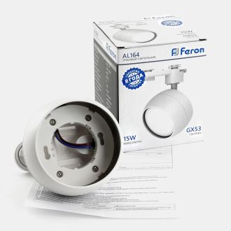 Светильник Feron AL164 трековый однофазный на шинопровод под лампу GX53, белый, 48546