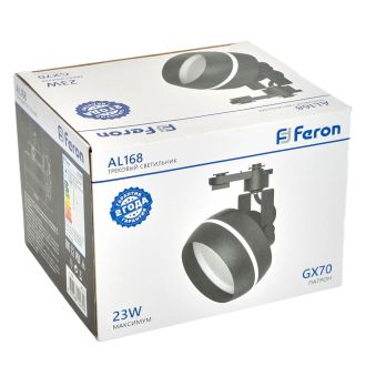 Светильник Feron AL168 трековый однофазный на шинопровод под лампу GX70, черный, 48553