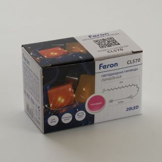 Светодиодная гирлянда Feron CL570 линейная Роса, статичная 2м + 0.5м розовый с питанием от батареек, прозрачный шнур, 48602