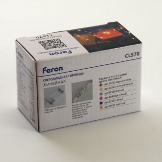 Светодиодная гирлянда Feron CL570 линейная Роса, статичная 2м + 0.5м розовый с питанием от батареек, прозрачный шнур, 48602