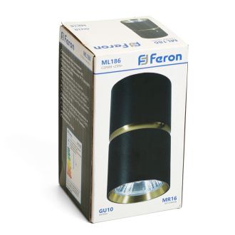 Светильник потолочный Feron ML186 Barrel ZEN MR16 GU10 35W 230V, чёрный, золото, 48639