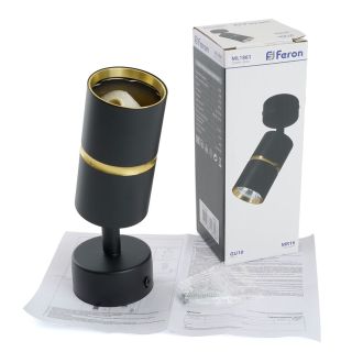 Светильник Feron ML1861 ZEN настенно-потолочный под лампу GU10, чёрный, золото, 48641