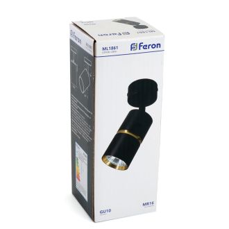 Светильник Feron ML1861 ZEN настенно-потолочный под лампу GU10, чёрный, золото, 48641