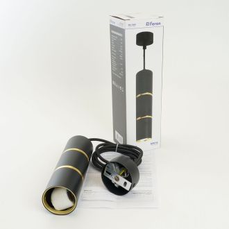 Светильник потолочный Feron ML1868 Barrel ZEN levitation на подвесе MR16 35W, 230V, чёрный, золото 55*180, 48647