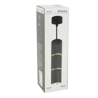 Светильник потолочный Feron ML1868 Barrel ZEN levitation на подвесе MR16 35W, 230V, чёрный, золото 55*180, 48647