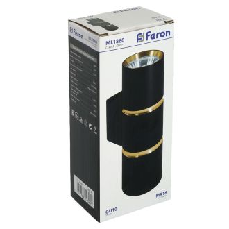 Светильник настенный Feron ML1860 ZEN MR16 35W, 230V, 2*GU10, черный, золото IP20, 48649