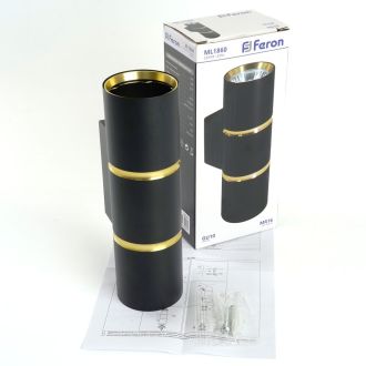 Светильник настенный Feron ML1860 ZEN MR16 35W, 230V, 2*GU10, черный, золото IP20, 48649