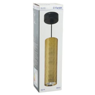 Светильник потолочный Feron ML1888 Barrel PRISM levitation на подвесе MR16 35W, 230V, чёрный, золото 55*200, 48669