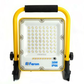 Светодиодный прожектор Feron LL-950 переносной с зарядным устройством IP66 30W 6400K, 48675