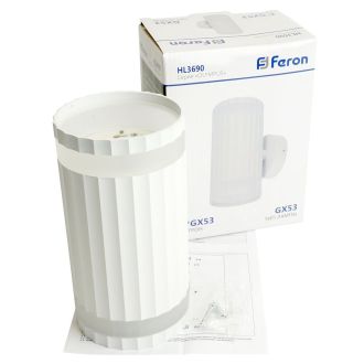 Светильник настенный Feron HL3690 OLYMPUS 12W, 230V, 2*GX53, белый IP20, 48681