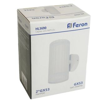 Светильник настенный Feron HL3690 OLYMPUS 12W, 230V, 2*GX53, белый IP20, 48681