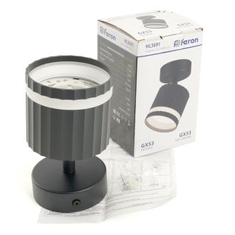 Светильник Feron HL3691 OLYMPUS настенно-потолочный под лампу GX53, чёрный, 48682