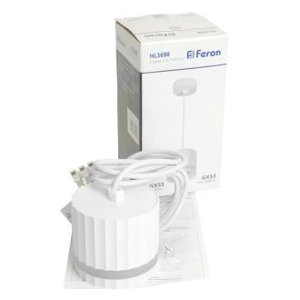 Светильник потолочный Feron Barrel HL3698 OLYMPUS levitation 12W, 230V, GX53, белый, на подвесе 1,7 м, 48685