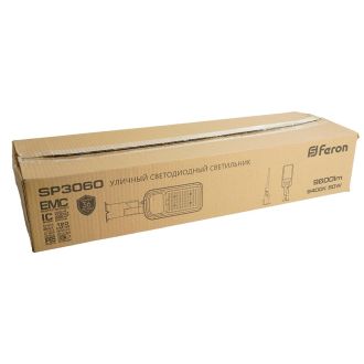 Светодиодный уличный консольный светильник Feron SP3060 80W 6400K 100-265V/50Hz, серый, 48686