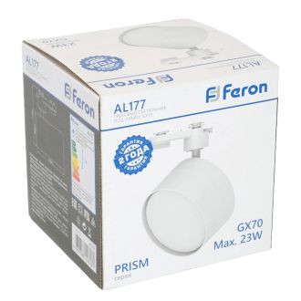Светильник Feron AL177 трековый однофазный на шинопровод под лампу GX70, белый, 48700