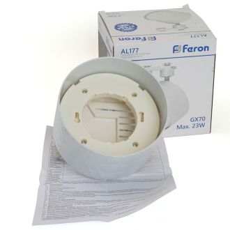 Светильник Feron AL177 трековый однофазный на шинопровод под лампу GX70, белый, 48700