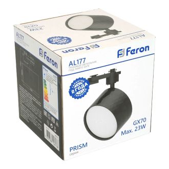 Светильник Feron AL177 трековый однофазный на шинопровод под лампу GX70, черный, 48701