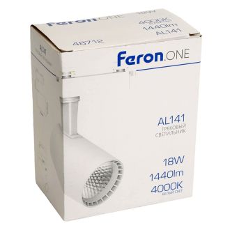 Светодиодный светильник Feron.ONE AL141 трековый однофазный на шинопровод 18W 4000K 35 градусов белый, 48712