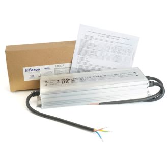 Трансформатор электронный для светодиодной ленты 400W 12V 245*77*41мм IP67 (драйвер), LB007 FERON, 48743