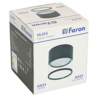Светильник потолочный Feron HL454 HALO 12W, 230V, GX53, черный, 48751