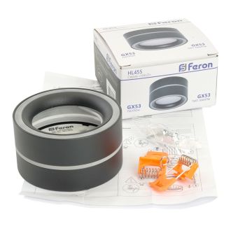 Светильник потолочный Feron HL455 12W, 230V, GX53, черный, 48753