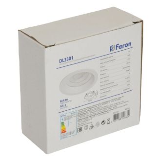Светильник встраиваемый Feron DL3301 потолочный MR16 G5.3 белый, 48754