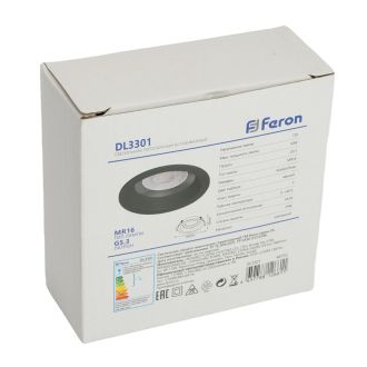 Светильник встраиваемый Feron DL3301 потолочный MR16 G5.3 черный, 48755