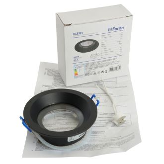 Светильник встраиваемый Feron DL3301 потолочный MR16 G5.3 черный, 48755