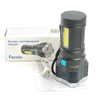 Фонарь ручной Feron TH2409 с аккумулятором Type-C, 48789