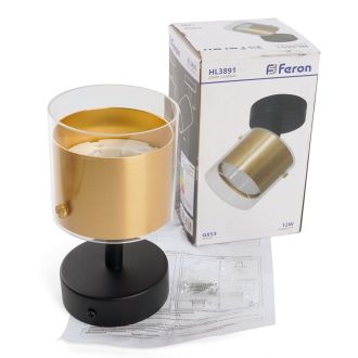 Светильник Feron HL3891 LUMINA настенно-потолочный под лампу GX53, золото, черный, 48797