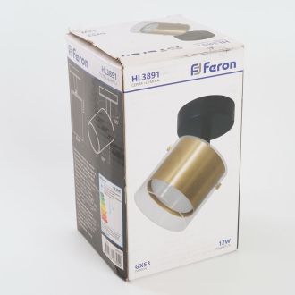 Светильник Feron HL3891 LUMINA настенно-потолочный под лампу GX53, золото, черный, 48797