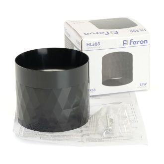 Светильник потолочный Feron HL388 Barrel PRISM GX53 12W 230V, черный, 48802