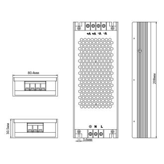 Трансформатор электронный для светодиодной ленты 400W 48V 210*81*30мм IP20 (драйвер), LB049 FERON, 48804