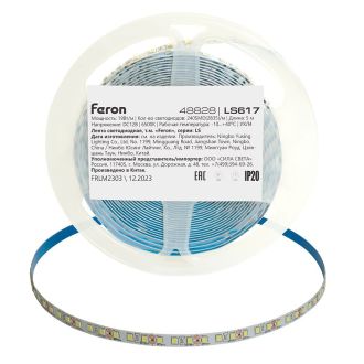 Светодиодная LED лента Feron LS617, 240SMD(2835)/м 19Вт/м 12V 5000*10*1.22мм 6500К, IP20, 48828