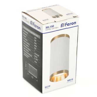 Светильник потолочный Feron ML190 Barrel GATSBY MR16 GU10 35W 230V, белый + античное золото, 48852