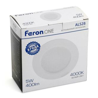 Светодиодный светильник Feron.ONE AL528 встраиваемый 5W 4000K белый, 48871