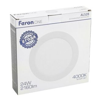 Светодиодный светильник Feron.ONE AL528 встраиваемый 24W 4000K белый, 48875