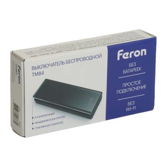 Выключатель беспроводной FERON TM84 SMART 7мВт, IP55, одноклавишный на 2 направления, стекло, черный, 48878