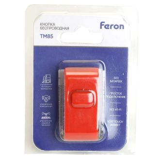Выключатель беспроводной FERON TM85 SMART, 7мВт, IP65, одноклавишный soft-touch, красный, 48880