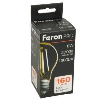 Лампа светодиодная Feron.PRO LB-1108 Шар E27 1280LM 8W 175-265V 2700K, 48892