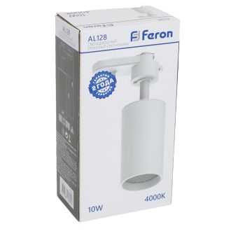 Светодиодный светильник Feron AL128 трековый однофазный на шинопровод 10W 4000K 35 градусов белый, 48916