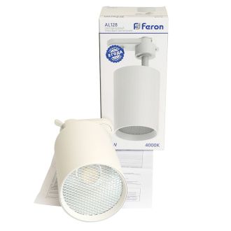 Светодиодный светильник Feron AL128 трековый однофазный на шинопровод 18W 4000K 35 градусов белый, 48918