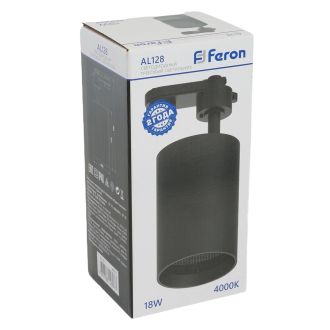 Светодиодный светильник Feron AL128 трековый однофазный на шинопровод 18W 4000K 35 градусов черный, 48919