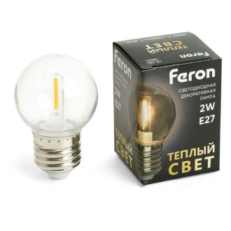 Лампа светодиодная Feron LB-383 Шарик прозрачный E27 2W 230V 2700K, 48931
