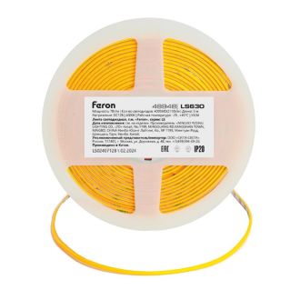 Светодиодная COB лента Feron LS630, 400SMD(2110)/ 7Вт/м 12V 5000*3*1.8мм 4000K, IP20, 48948