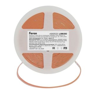 Светодиодная COB лента Feron LS630, 400SMD(2110)/ 7Вт/м 12V 5000*3*1.8мм красный, IP20, 48952