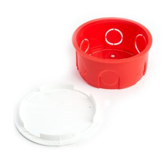 Коробка монтажная для сплошных стен, с крышкой, D80*40мм STEKKER EBX30-01-1-20-80, красный, 49003